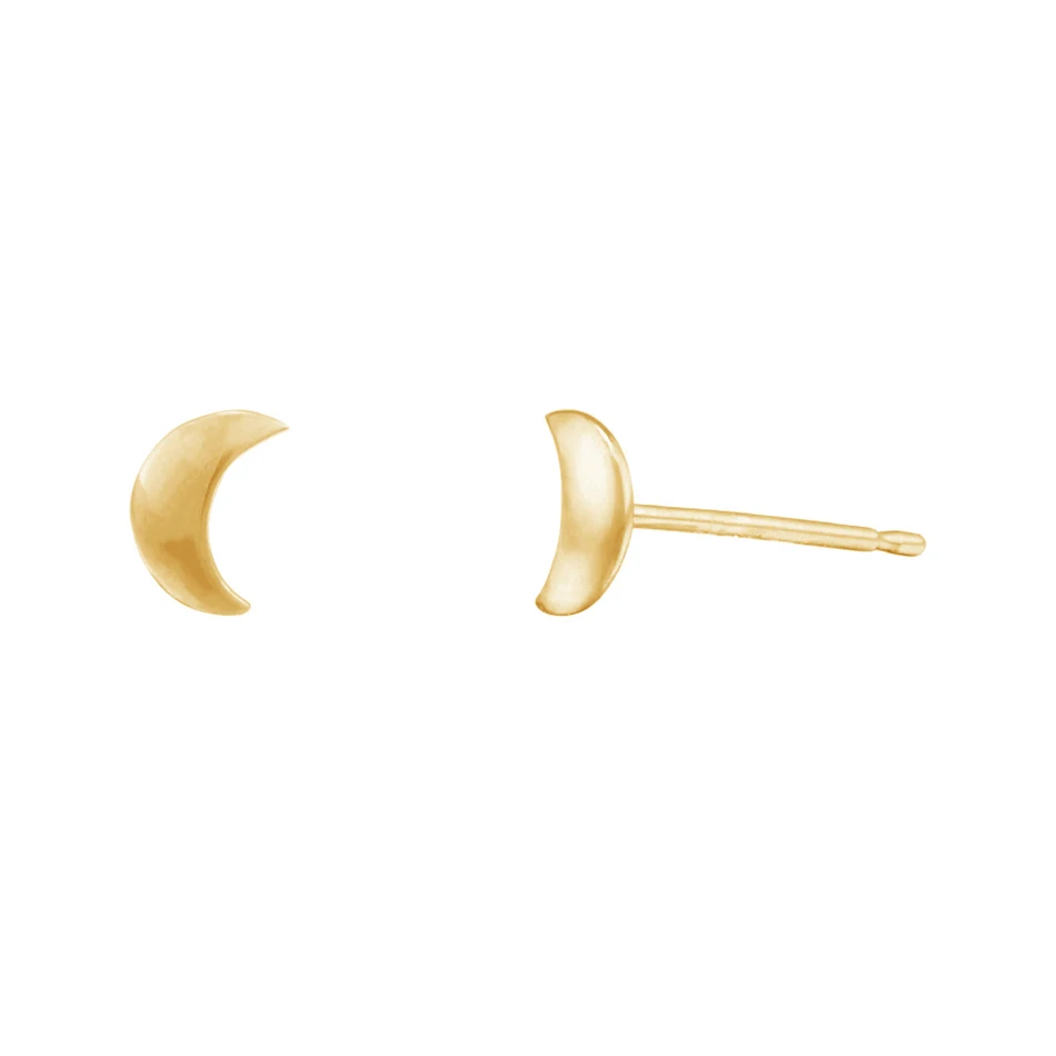 

Fashion 925 Sterling Silver Gold Plated Small Moon Stud Earrings For Women Daily Wearing