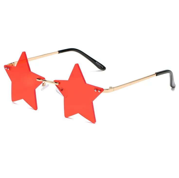 

2021 Halloween New Design Sunglasses Five-Pointed Star Shape Sunglasses with your logo Rimless Metal Sun Glasses Fashion Eyewear