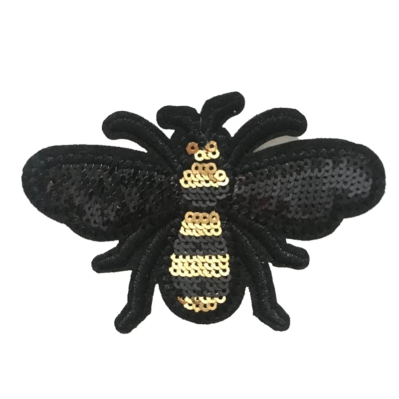 

Fashion little black bee Sequin cloth patch Dress Embroidery Decal Badge