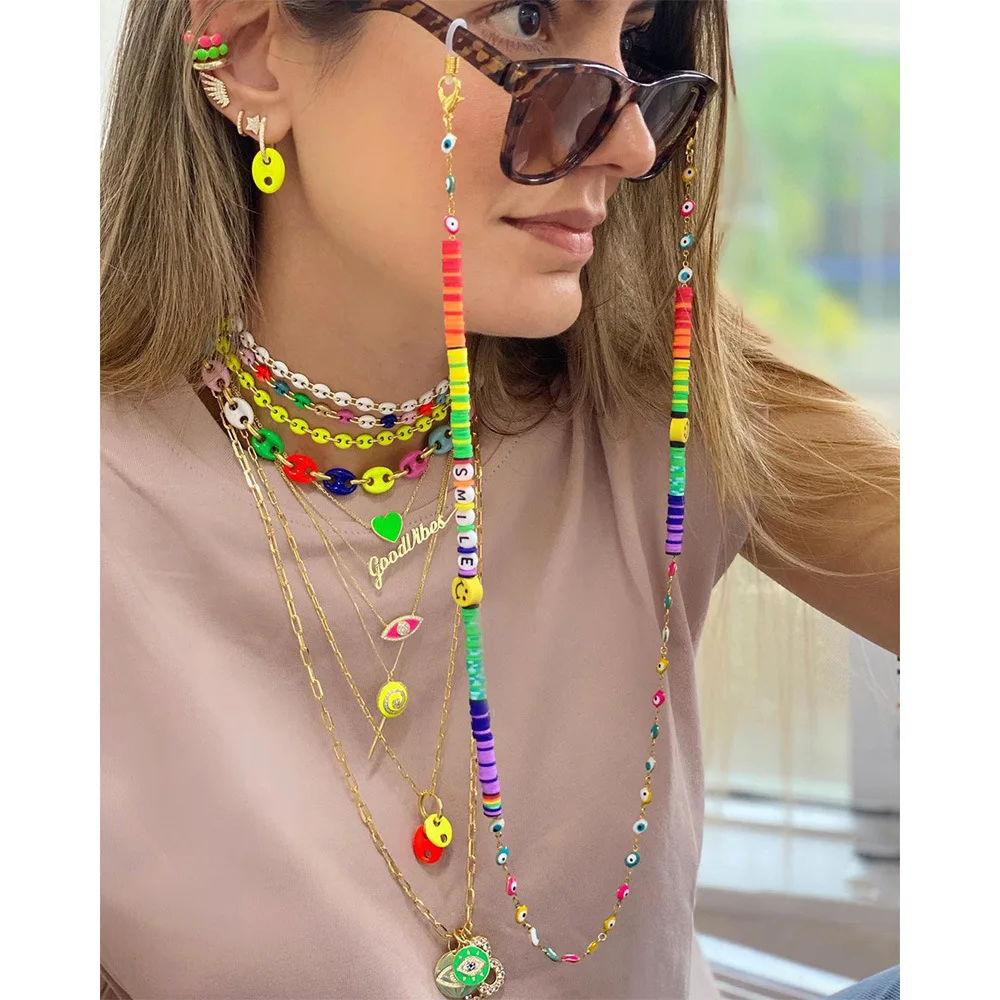 

Glasses Chain Necklace Beads Sunglasses Straps Lanyard Face Masking Chain Holder for Women, Multi