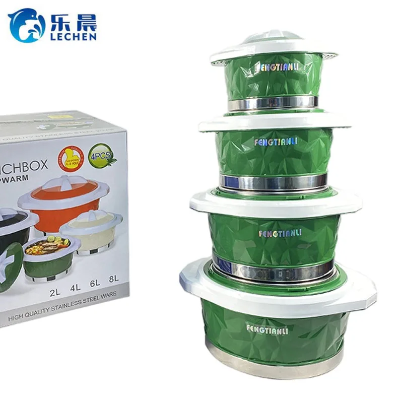 

Stainless Steel box hotpot Food Warmer Double Heat Preservation Pot Can be stacked Thermos Food Warmer 4pcs SET(2/4/6/8L)