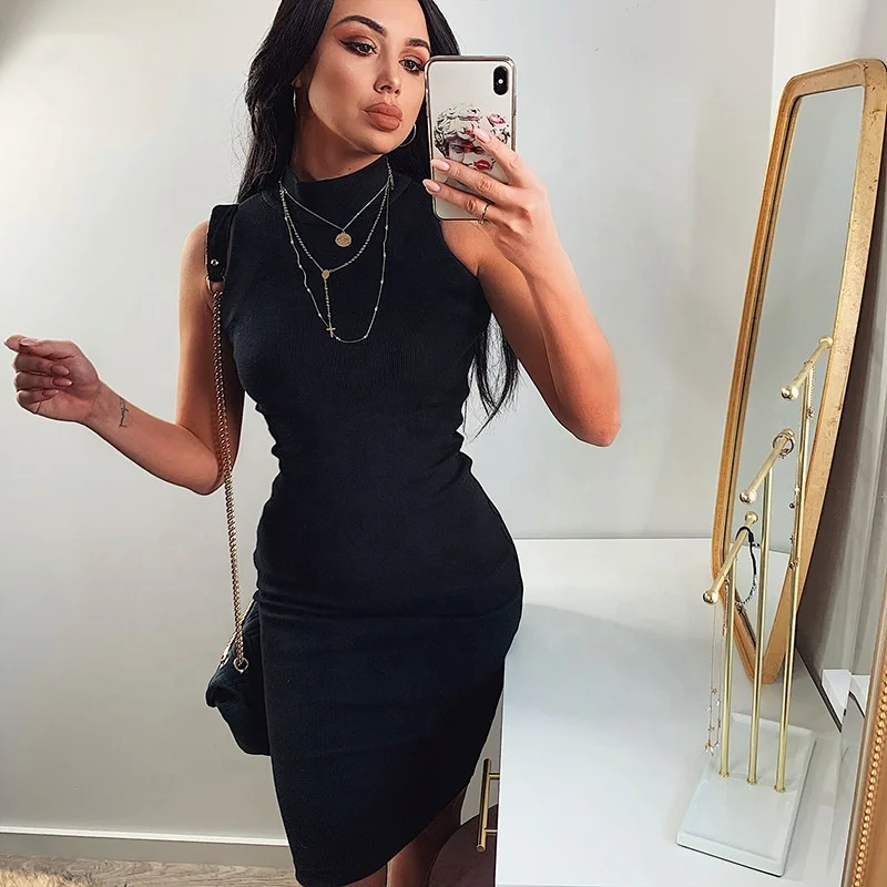 

B62438A Cross-border hot style selling new 2020 slim dress with hollowed-out top