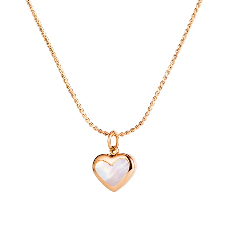

Lovely and romantic titanium steel rose gold colorful heart pendant necklace women, As picture shows