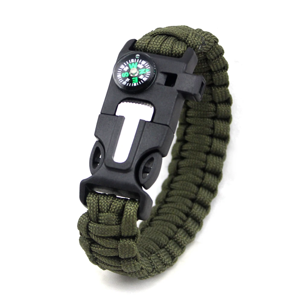 

China Manufacturer 2346mm Parachute Charm Team Bracelets, Nylon Rope Buckle Survival 550 Paracord Bracelet, Army green