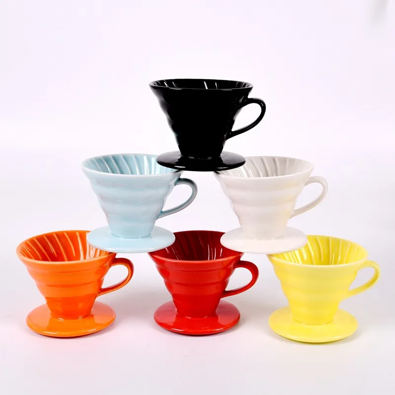 

Ceramic Coffee Dripper Engine V60 Style Coffee Drip Filter Cup Permanent Pour Over Coffee Maker with Separate Stand for 1-2 Cups