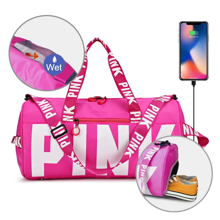 

Large Capacity Women Duffel Fitness Bag lightweight Ladies Pink Waterproof Foldable Gym Sport Travel Bag