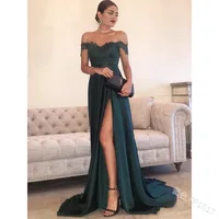 

Women's solid lace one-shoulder dress party evening dress