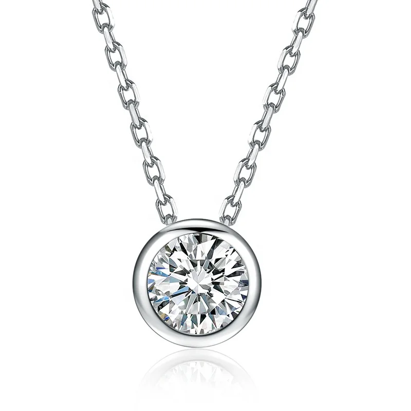 New stylish single diamond clavicle chain ladies simple circle diamond pendant necklace