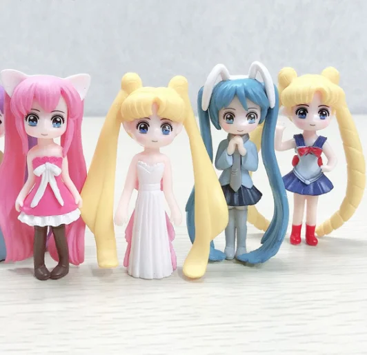 

Free Shipping 6pcs/set Princess Sailor moon Action Figure Model Dolls Toy Car decorations, Colorful