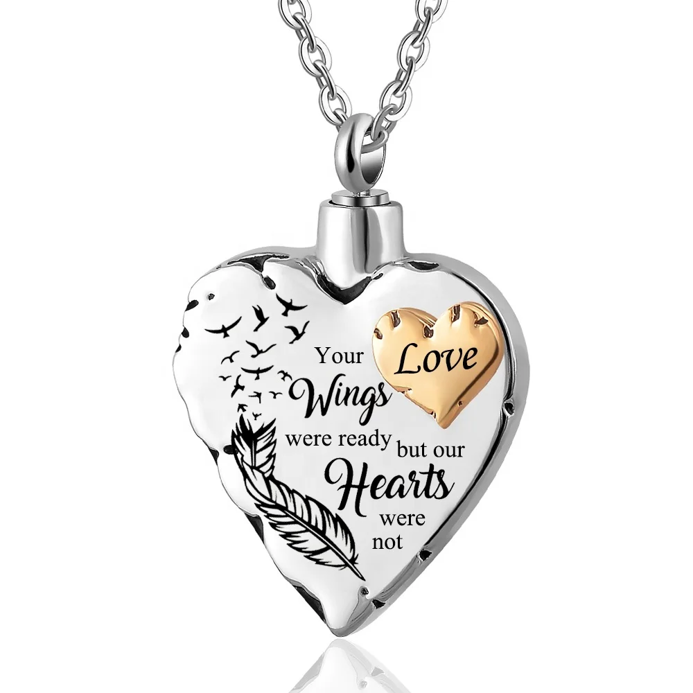 

Cremation Jewelry for Ashes -Your Wings were Ready Our Hearts was Not Urn Pendant Necklace for Ashes Love, Silver