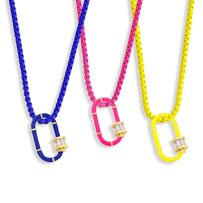 

Boho Friendship Colorful Closure Carabiner Clasp Pendant Choker Necklace for Women Jewelry