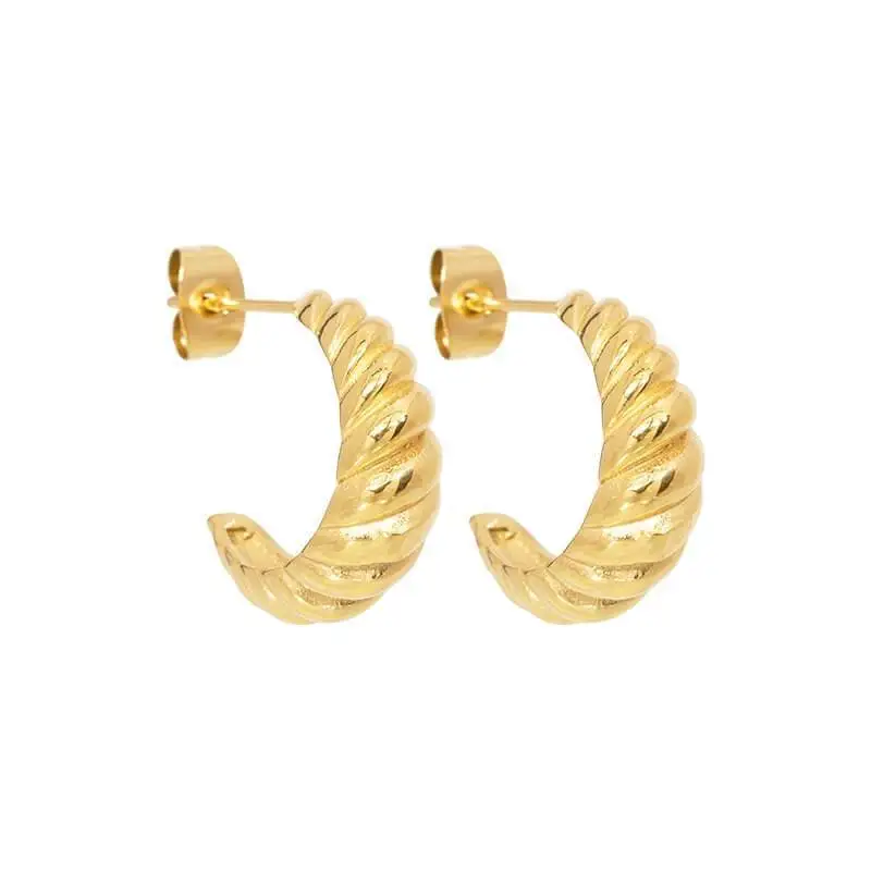 

Mgirlshe Minimalist 18K Gold Plated Huggie Chunky Earrings Women Statement C shape Croissant Hoop Stainless Steel Earring, Custom color