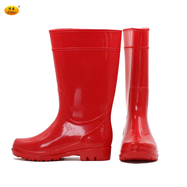 

High Quality Professional Red Light Waterproof PVC Rain Boots, Red upper red sole