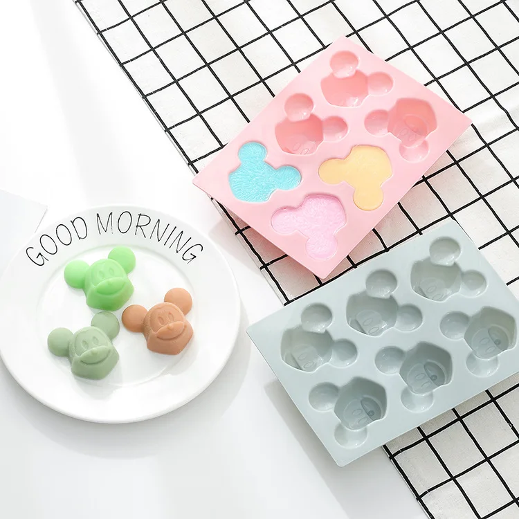 

Silicone cake mold 6 with mouse cartoon avatar silicone chocolate jelly pudding mold ice tray, 2 colors