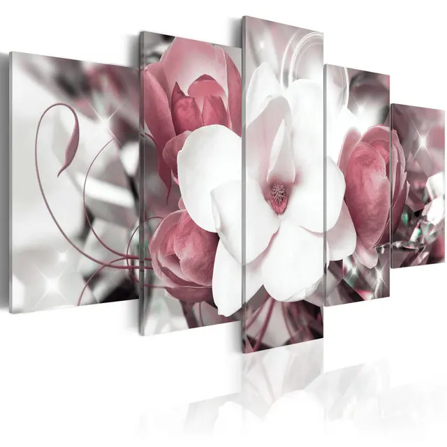 

Oil Wall Decoration Print Custom Flower Rose Beautiful Scenery 5 Panel Art Abstract Picture Painting Canvas