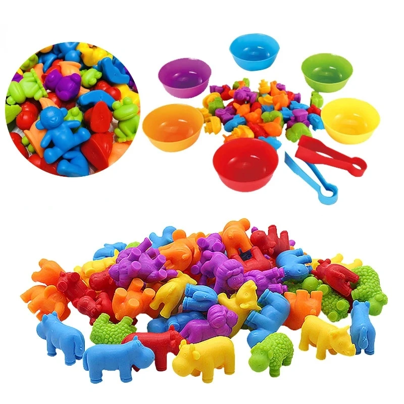 

Kids Matching Game Learn Educational Toys Animal Cognition Rainbow Sort Fine Motor Training Puzzle other educational toys
