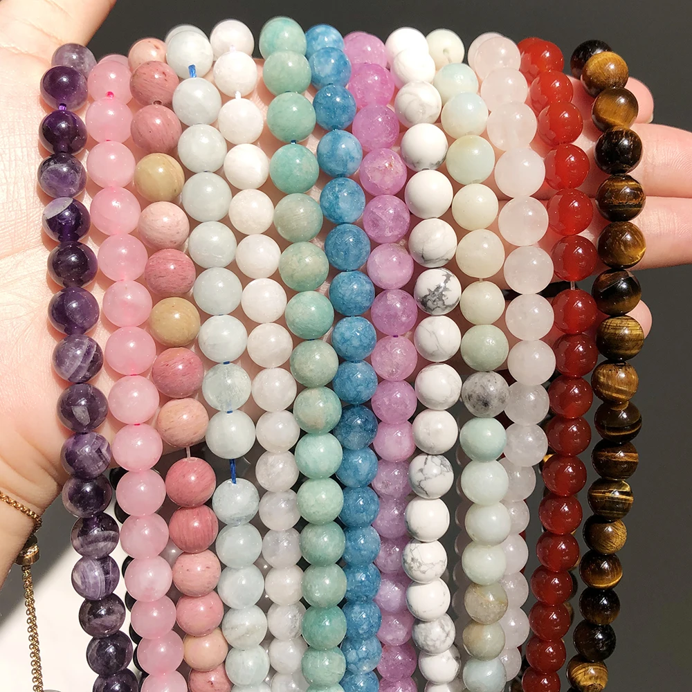 

In Stock 4mm/6mm/8mm/10mm Healing Crystal Natural Stone Loose Beads DIY Jewelry Making Wholesale, As picture shows