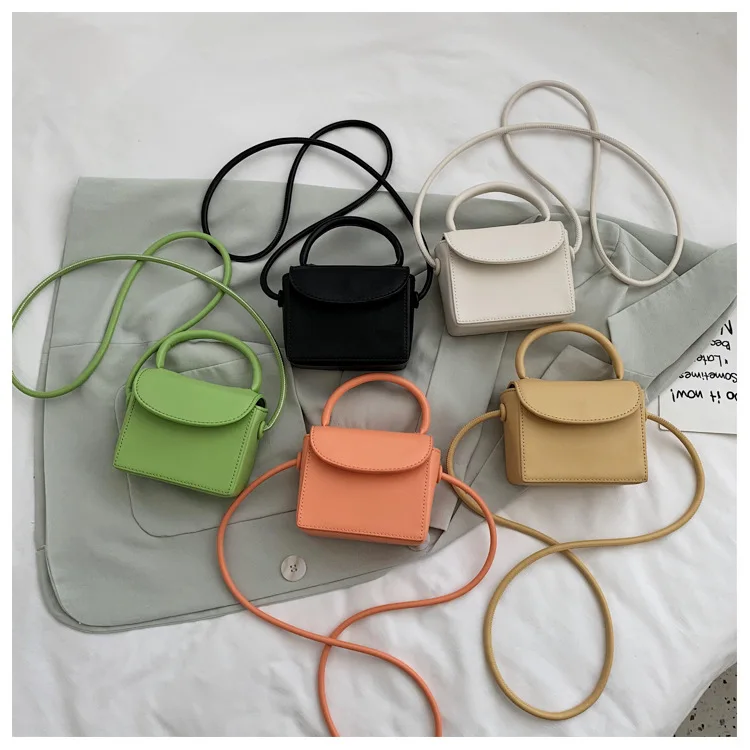 

Factory Wholesale Latest Korean Mini Pu Leather Handbag Vegan Leather Crossbody Lady Jelly Shoulder Bag, Black