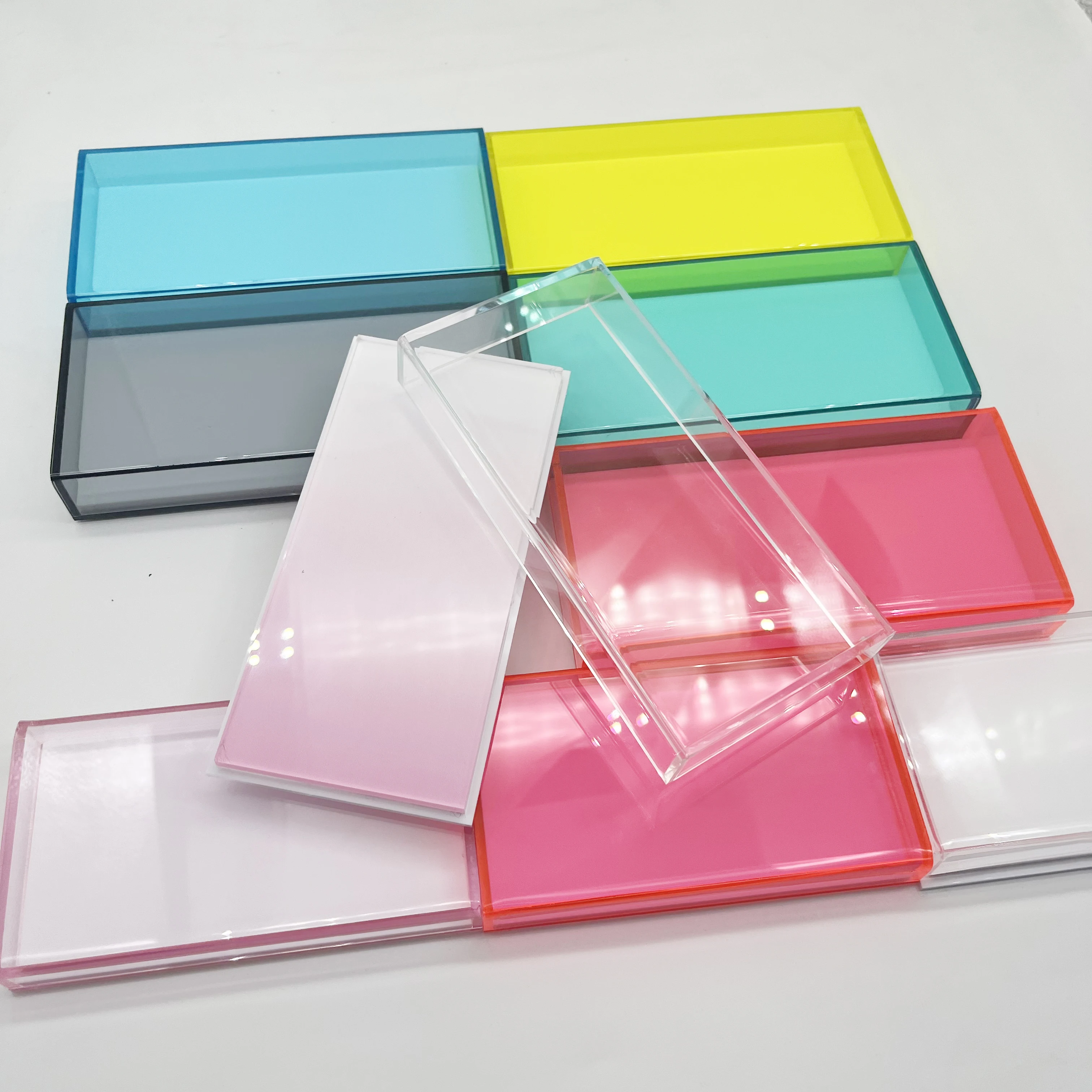

Custom logo acrylic lash tile with cover clear pink black colors wholesale eyelash tray holder acrylic lash pallet supplier