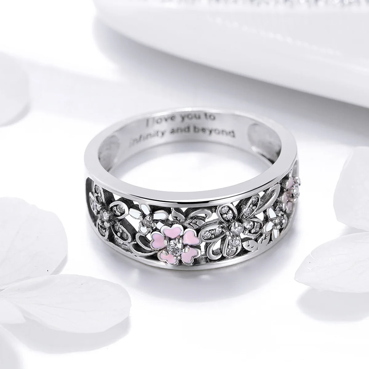 

HOT SALES 925 Sterling Silver Daisy Flower Infinity Love Pave Finger Rings