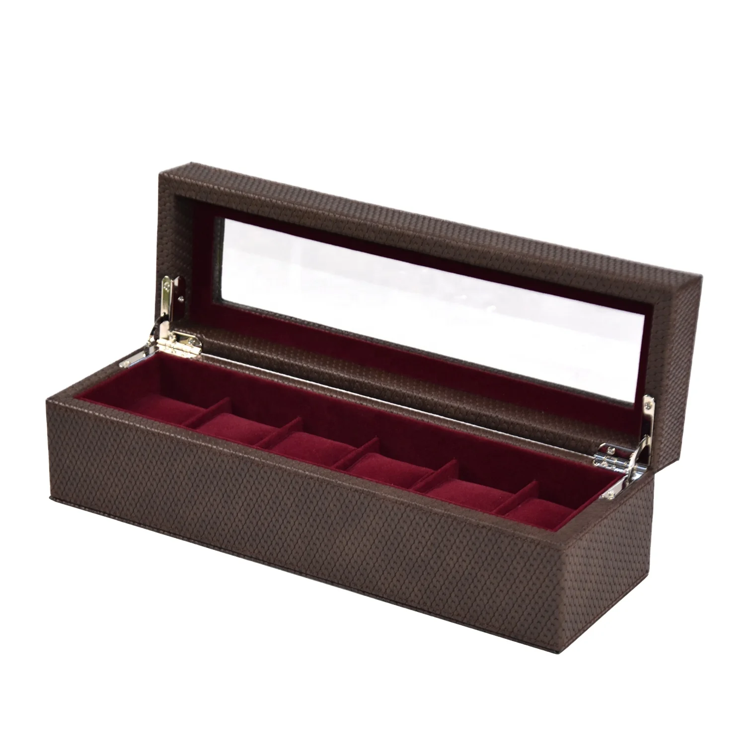 

Brown cardboard luxury packing Pu leather watch box belt holder