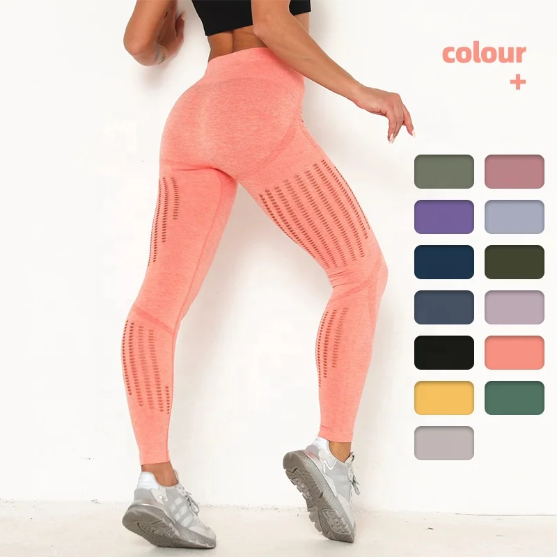 

2021 Hot Selling Custom Fitness Pants Women's Seamless High Waist Tight Yoga Pants Fast Dry Breathable Sports Pants, 13 colors