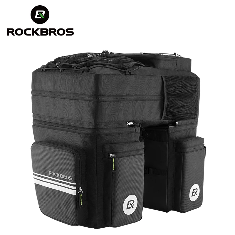 

ROCKBROS A8BK 3 in 1 Mountain Bike Double Rear trunk bag Saddle Bag 48L Large Capacity Bicycle back racks Pannier bag, Black