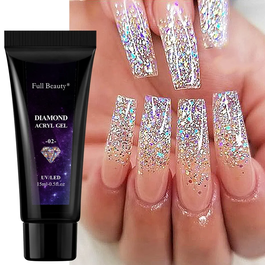 

15ml Shiny Glitter Sequin Gel Nail Polish Poly Extension Semi Permanent UV Building Gel All For Manicure Nail Art Design