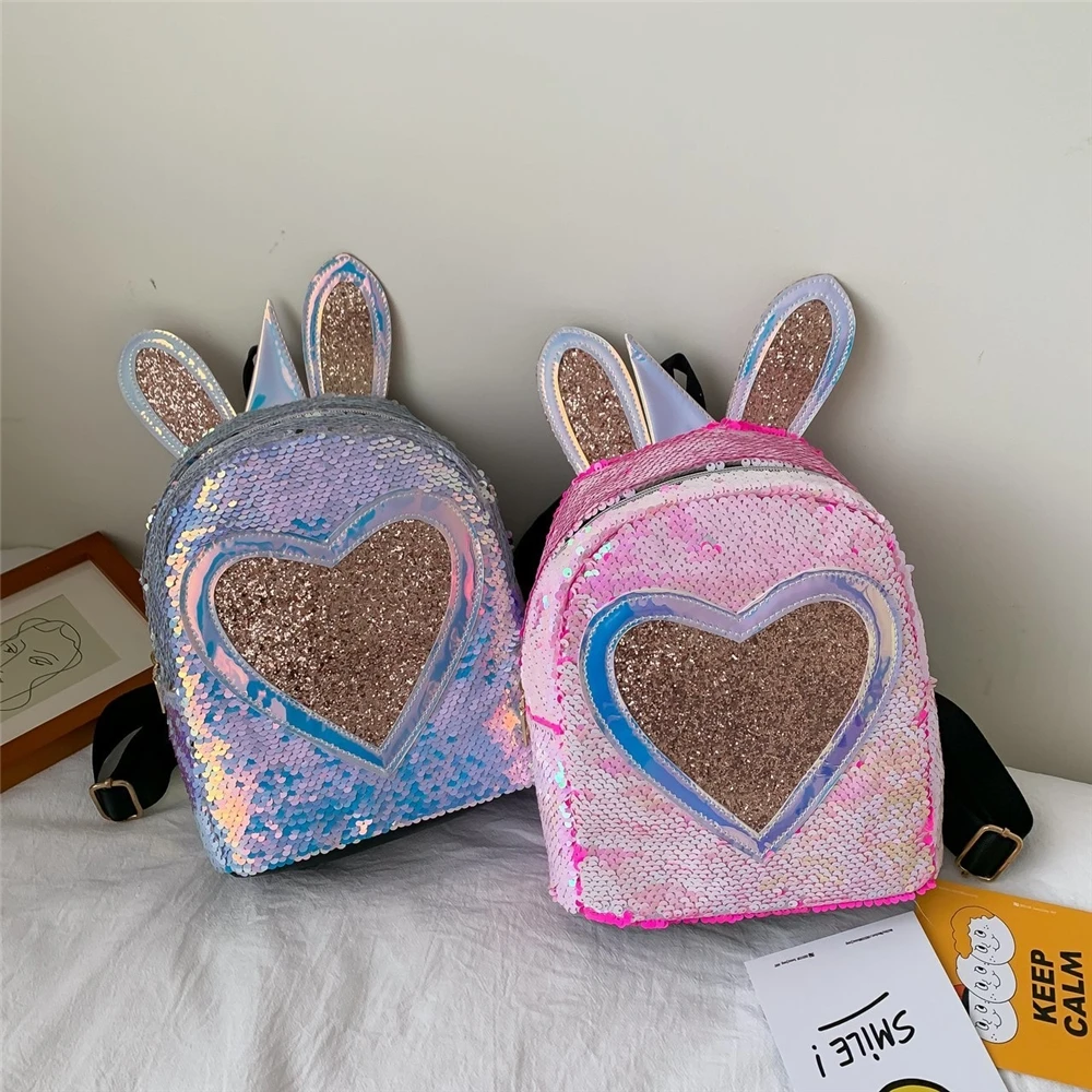 

2021 Factory Wholesale Young Lady Small Sequins Backpack For Women Cute Handbags Girls Purses