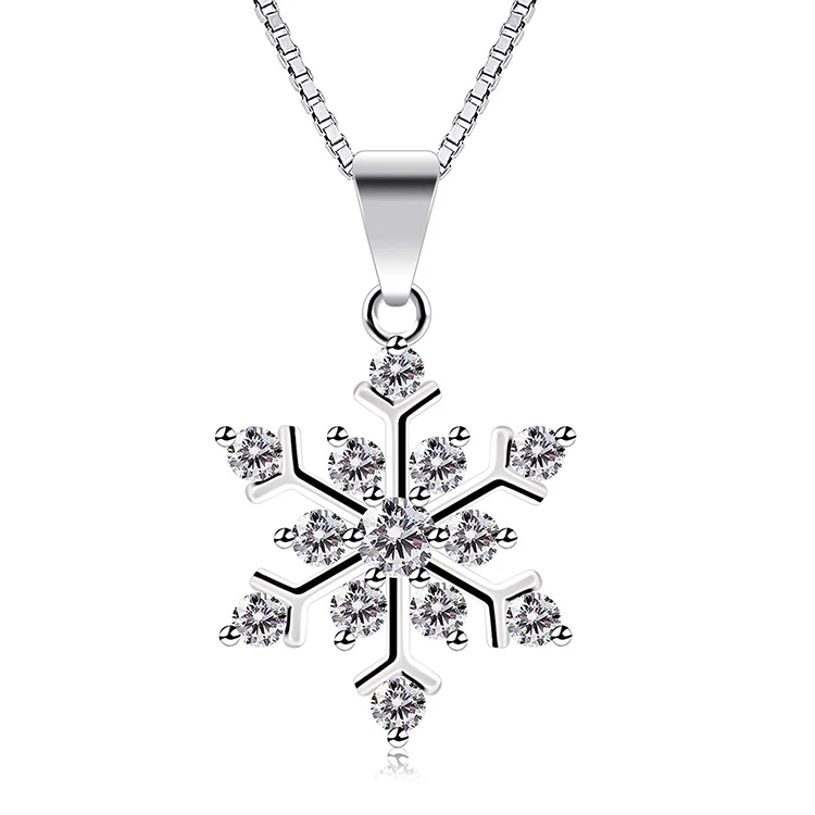 

Wholesale Snowflake Necklace for Christmas Gift 925 Sterling Silver Pendant Necklaces