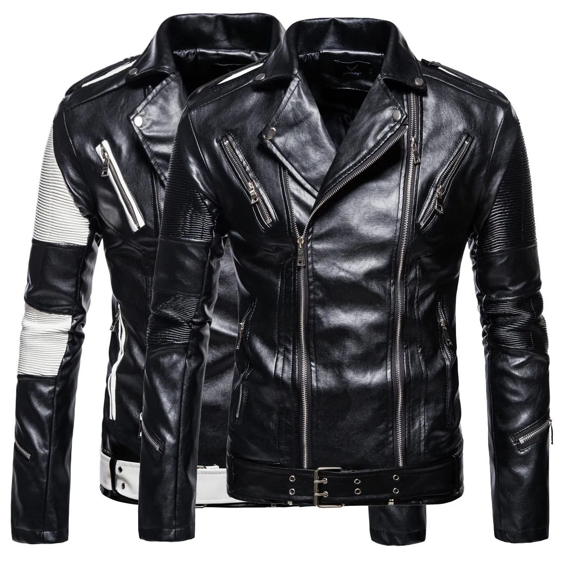 

European and American Style Men's imitation leather clothes European casual Lapel oblique zipper Pu JACKET MOTORCYCLE wear