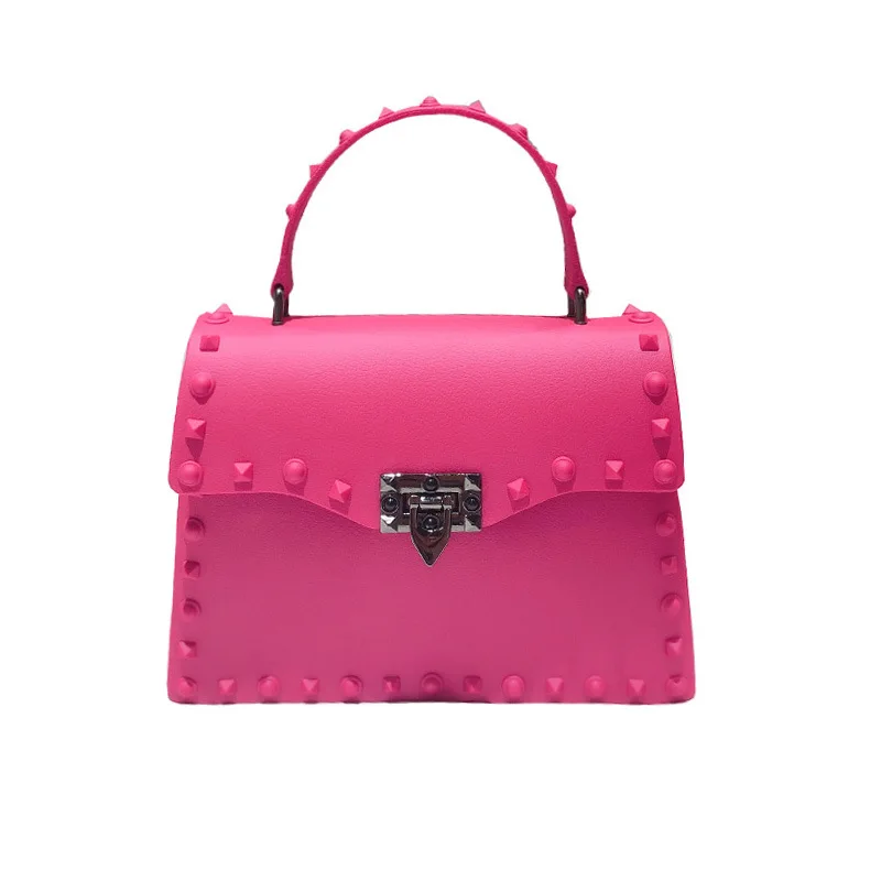 

2021 New Fashion Mini Purses And Handbags Set Jelly For Kids Women Candy Crossbody Handbag Pvc Trendy Rivet Tote Handbag, Customizable