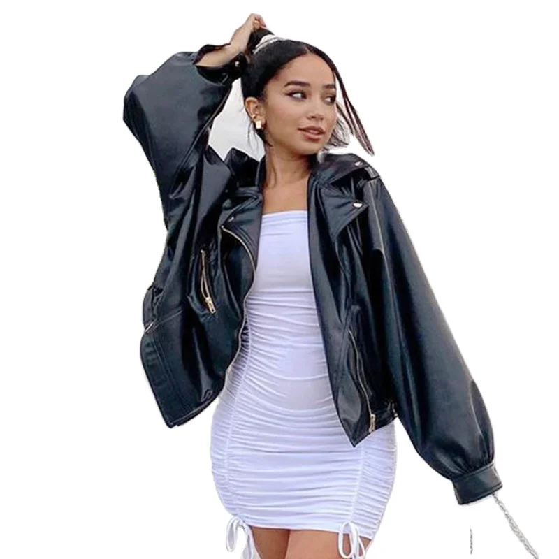 

New fashionable cool girl high streets PU coat for ladies women jackets and coats 2020 factory price ladies women coat, Customized color