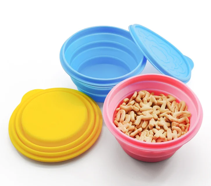 

Free Sample Custom Foldable Silicone Folding Bowl Collapsible Travel Bowl Food container, Customized color