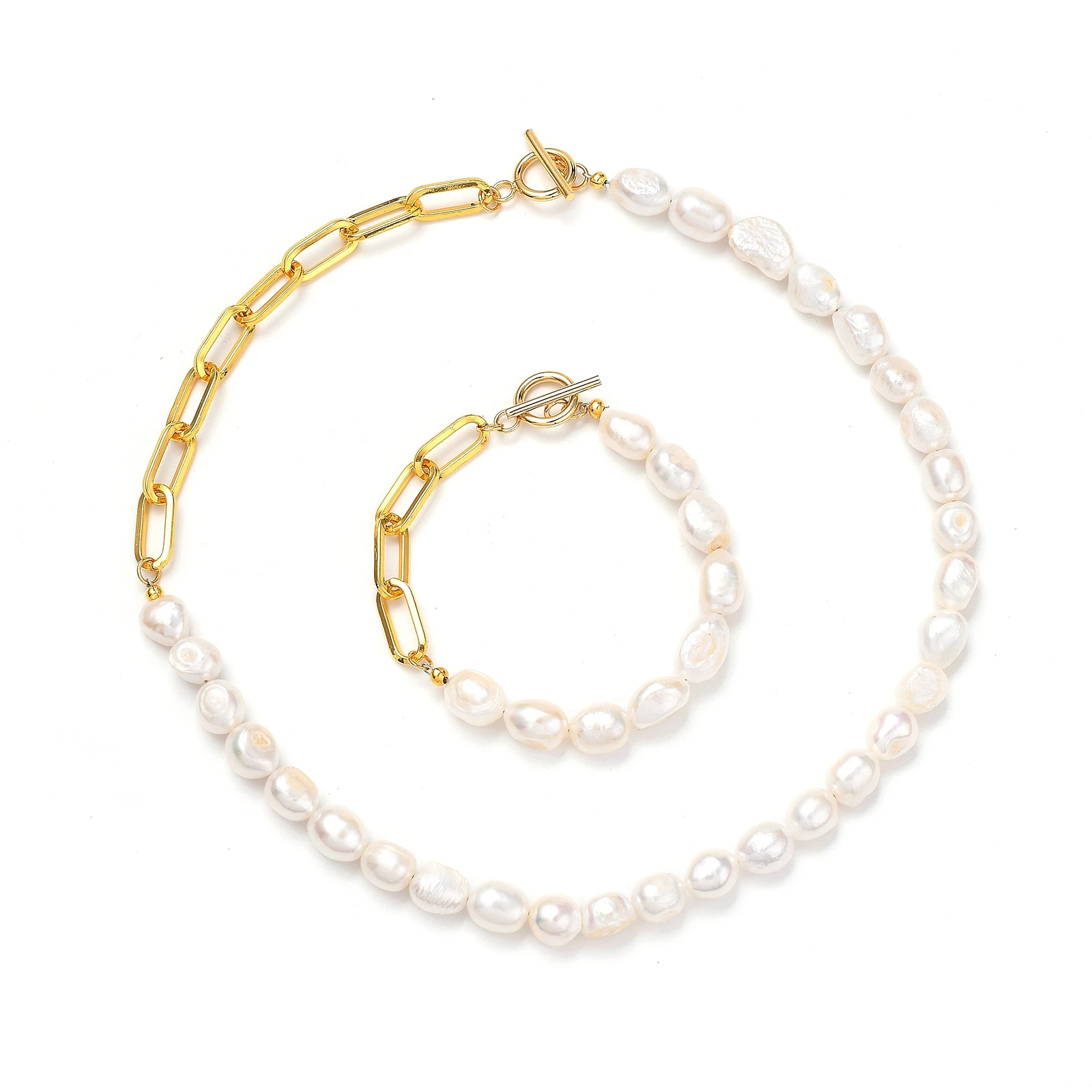 

PandaHall Natural Baroque Keshi Pearl Bracelets And Necklaces Sets