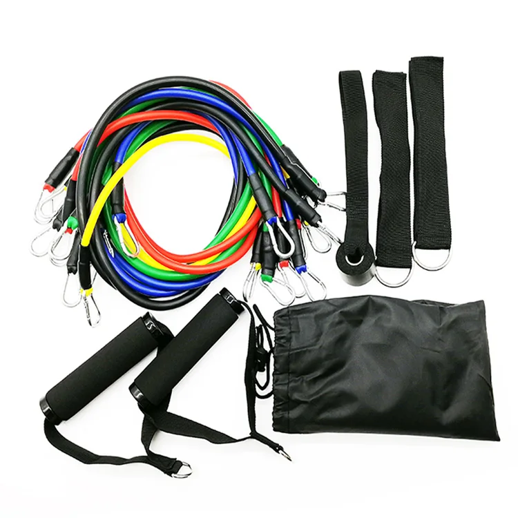 

factory direct supply High Quality workout Equipment Tubes 11 Piece Set latex Bands gym exercise jump rope, Can be customized