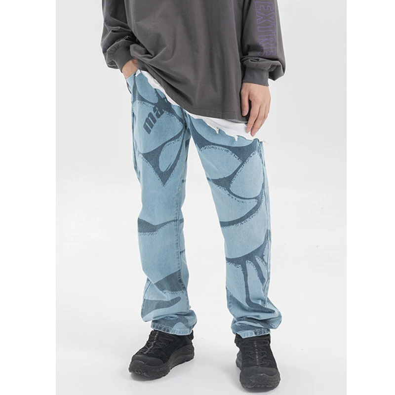 Men's Casual Jeans With Digital Prints All Over Their Body