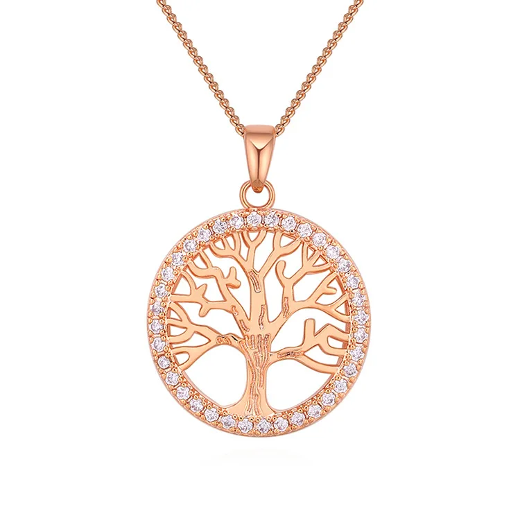 

Creative Fashion Hollow-out Life Tree Necklace Copper Plated with Real Gold Micro-zircon Pendant Muslim Necklace Jewelry, Picture show