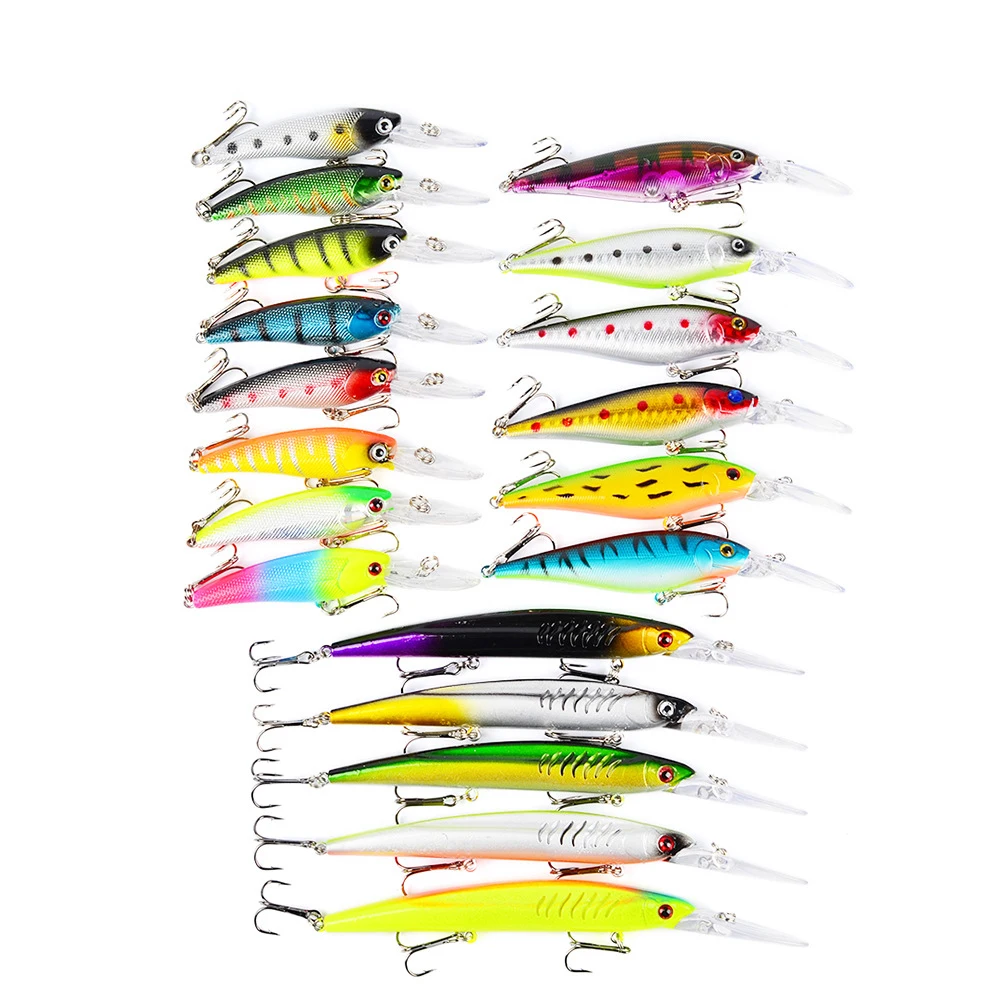 

19pcs Amazon Multifunctional Painted Bionic Fishing Bait Lure Set Minnow Lures Kit, Vavious colors