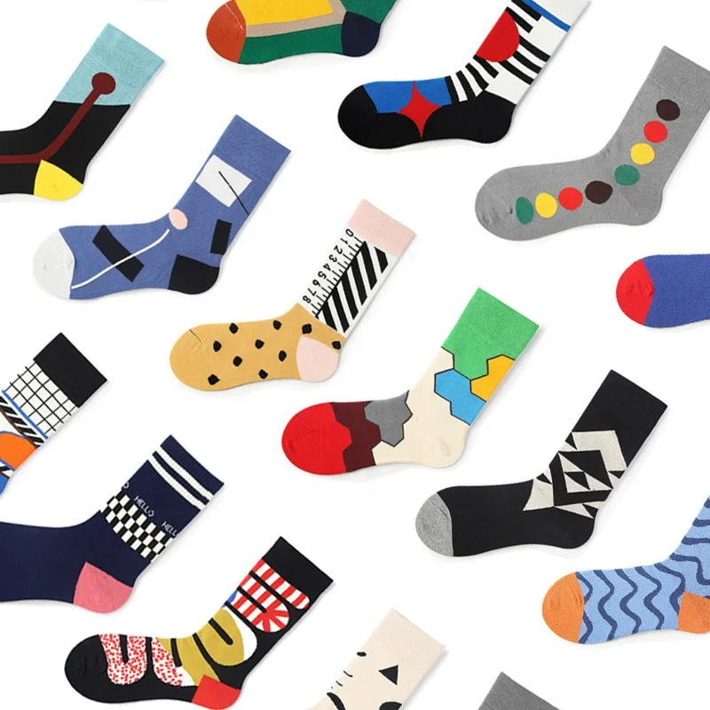 

China produces color-matching stylish mid-tube stockings custom warm socks printing wholesale