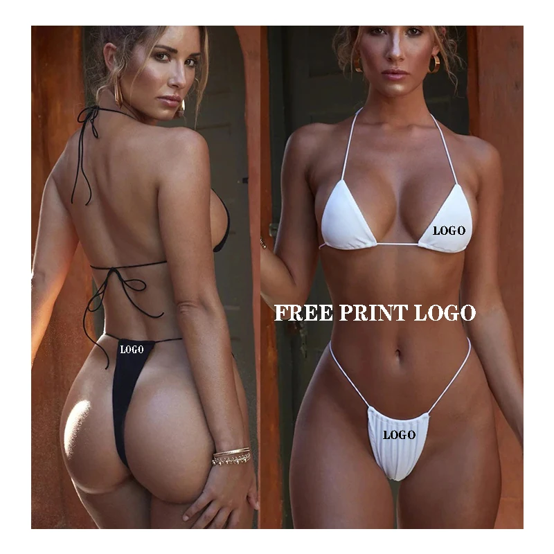 

Free Shipping Sexy Bikini 2021 Women Solid Push Up Padded Thong Swimsuit Female Bathers Bathing Suit Cut Out Swimwear