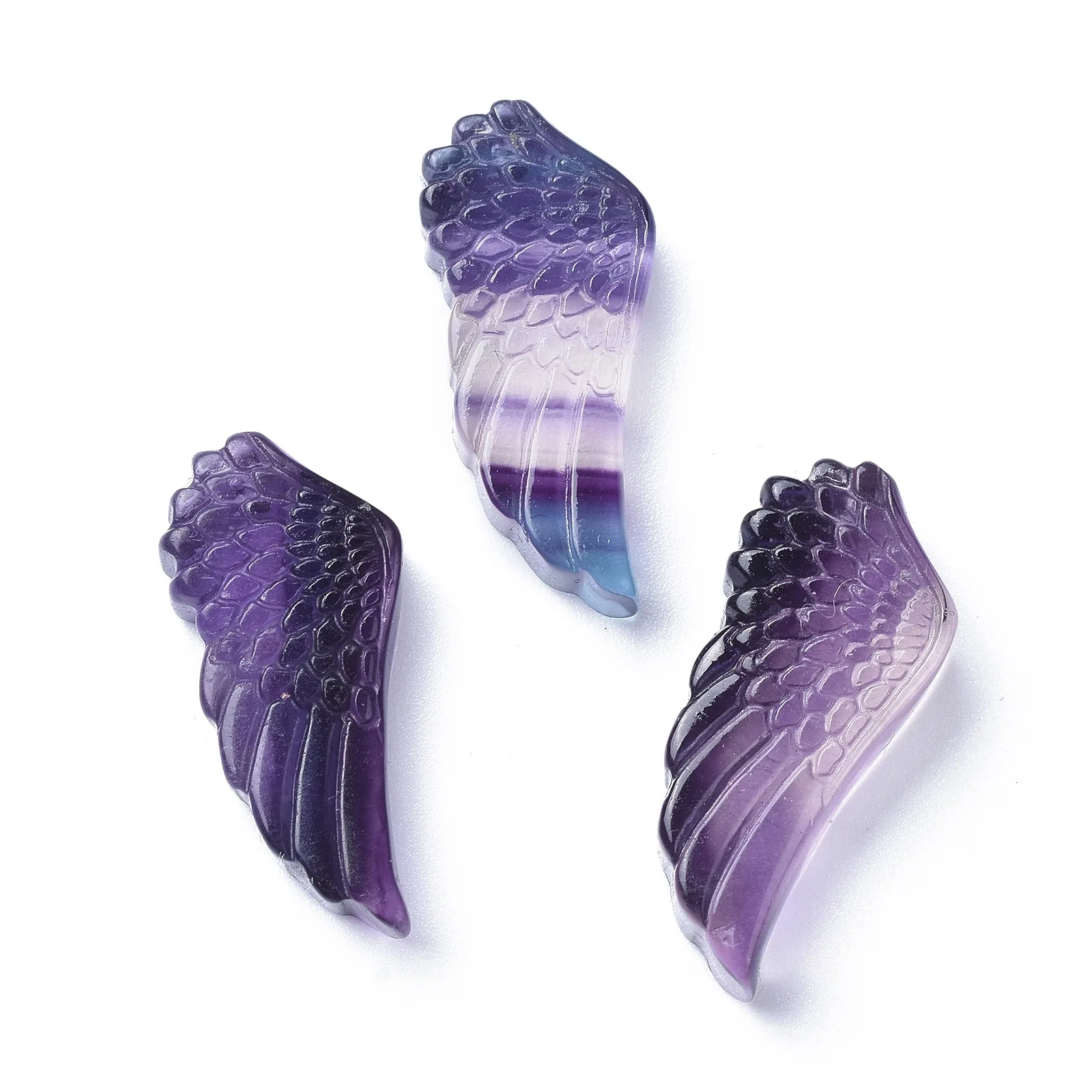 

PandaHall Wing Carved Natural Fluorite Pendants
