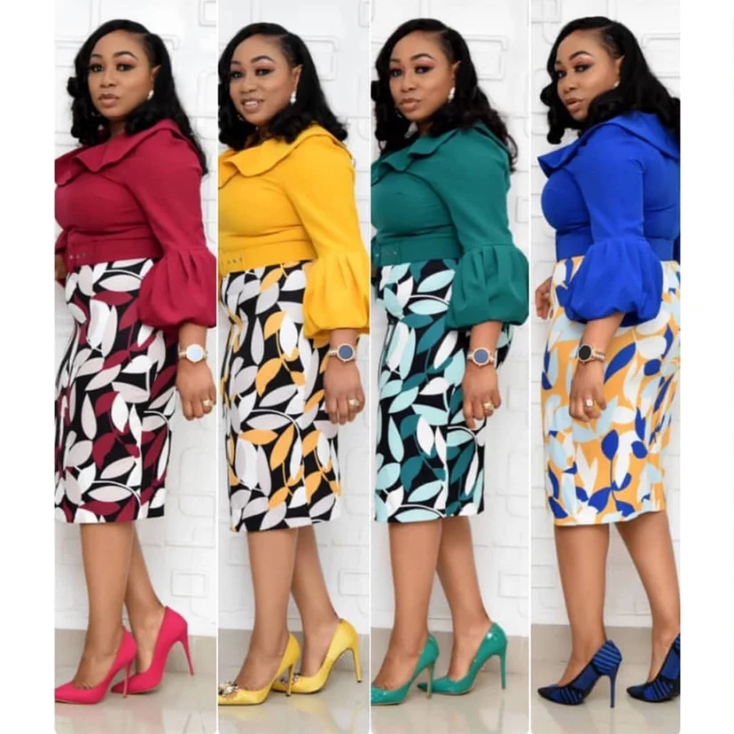 

African Women Fashion Latest Turkey Office Lantern Sleeve Casual Dresses Africa Ladies Clothes, Customized color