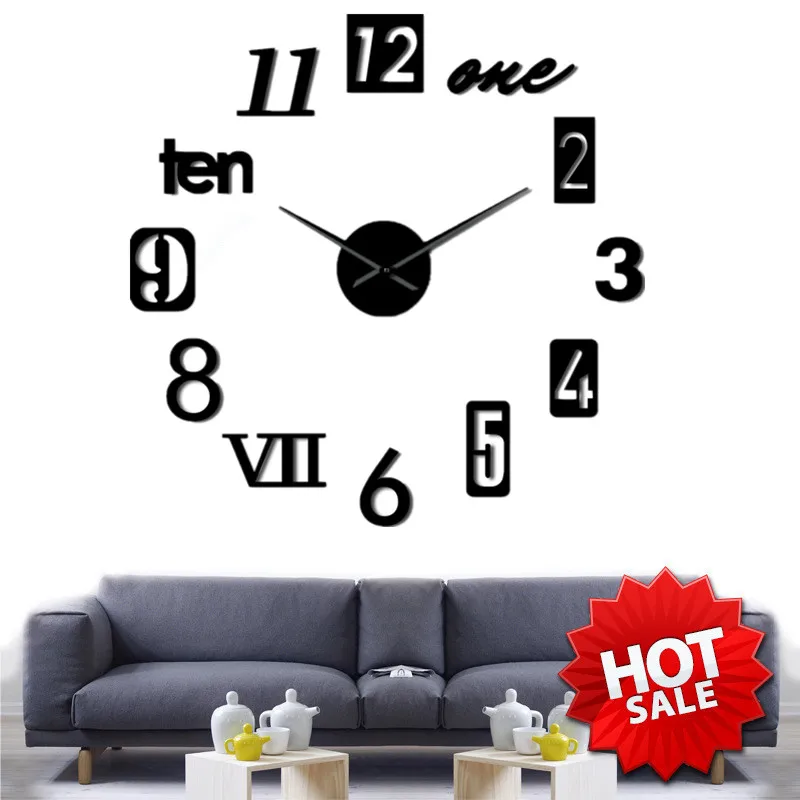 

Household Wall Clock Decoration Mirror Digital 3D DIY Wall Sticker Modern Wrought Clock