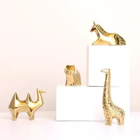 

fashion modern Nordic model room golden ceramic animal plating ornaments coffee table soft decoration