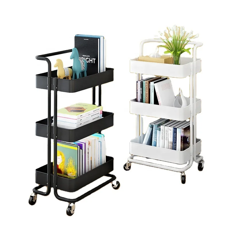 

. 3-Tier Kitchen Storage Trolleys Removable Storage Tower Rack Bathroom Shelf With Wheels Slim Rolling Storage Rack Trolley