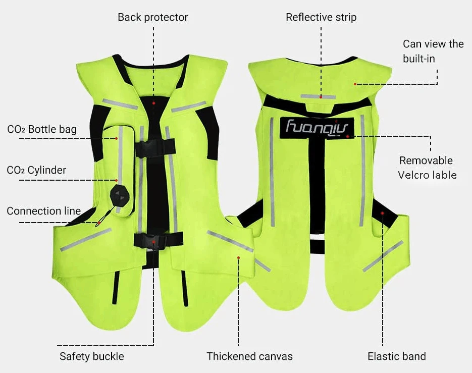 

2021 Popular Horse Riding Safety Vest Inflatable Airbag Jacket Motorcycle Accessories Reflective Safety Airbag Vest, Green,black