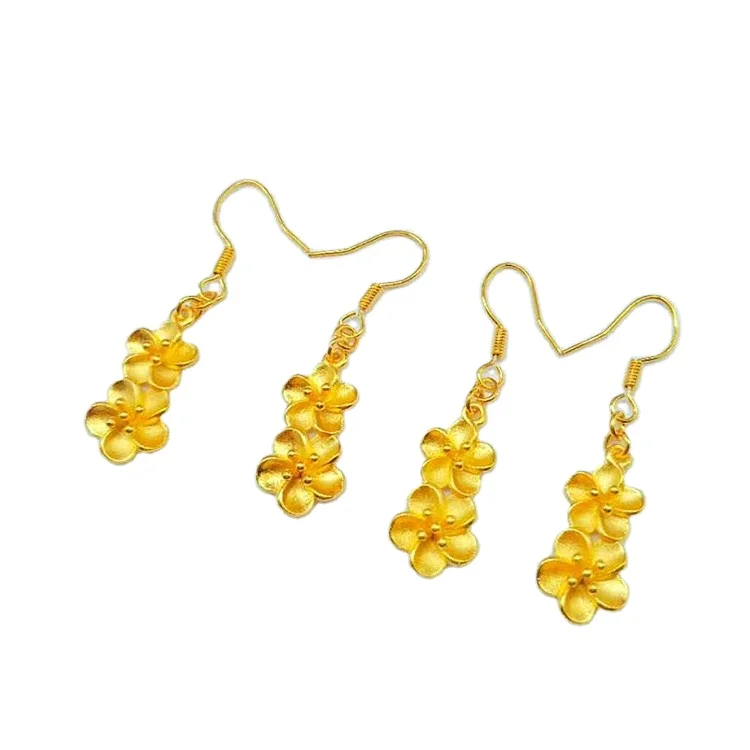 

Gold Plated Flower Earrings Vacuum Plating Flower Earrings Exquisite Craftsmanship Gold Ladies Jewelry