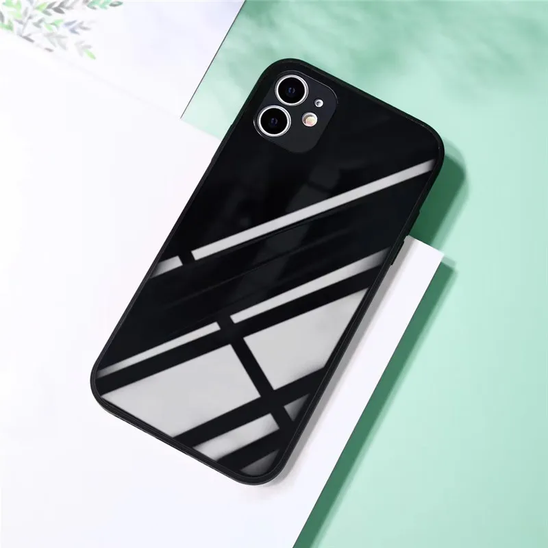 

New Version for iPhone 12 Silicone Tempered Glass Mobile Phone Back Cover Case with Soft Bumper Edge