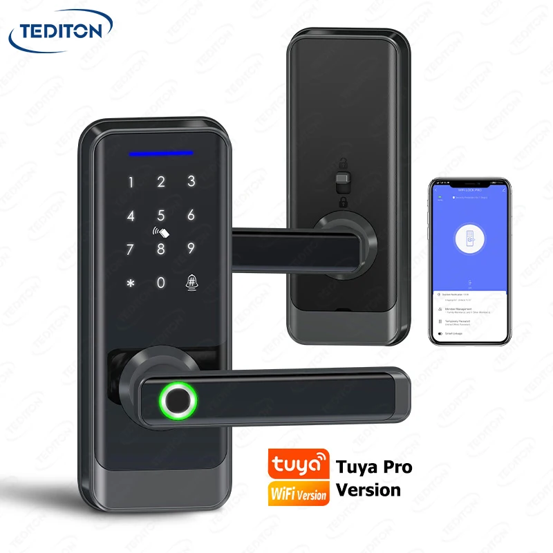 

Tediton Lock Manufacturers Tuya Wifi Digit Fingerprint Keypad Cerradura Inteligente Tuya Smart Door Lock